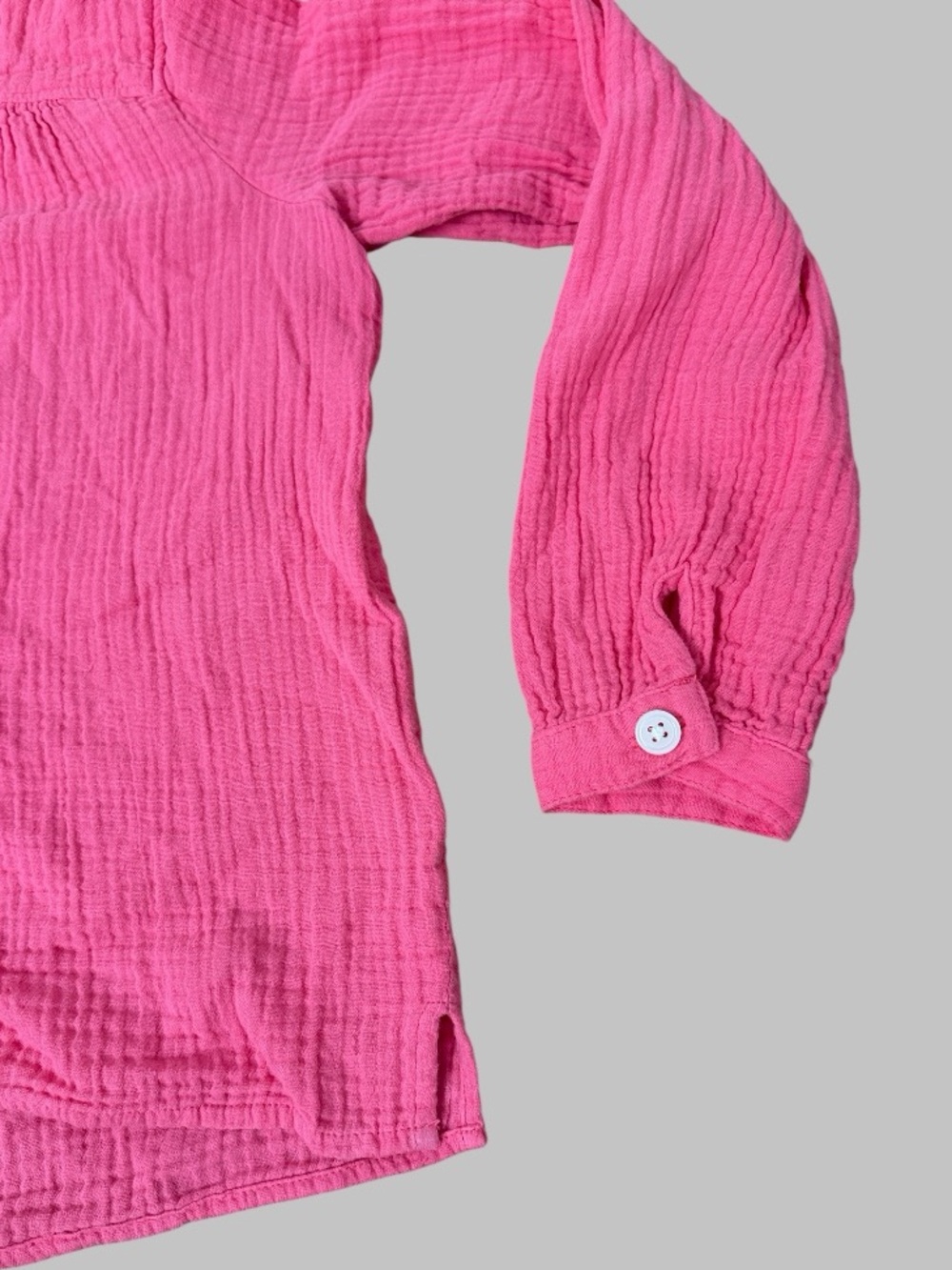 J. Crew Fresco Cotton Gauze Vivid Begonia Pink Long-Sleeve Top - Picture 4 of 5